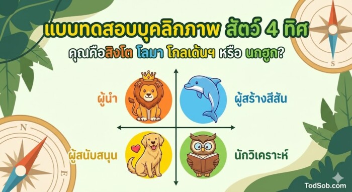 แบบทดสอบบุคลิกภาพ "สัตว์ 4 ทิศ"