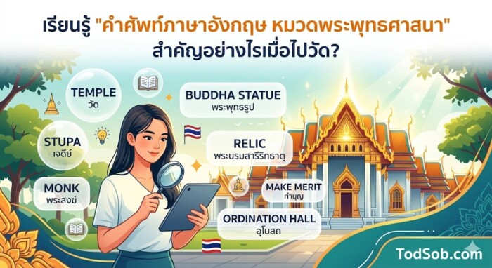 เรียนรู้ “คำศัพท์ภาษาอังกฤษ หมวดพระพุทธศาสนา” สำคัญอย่างไรเมื่อไปวัด?