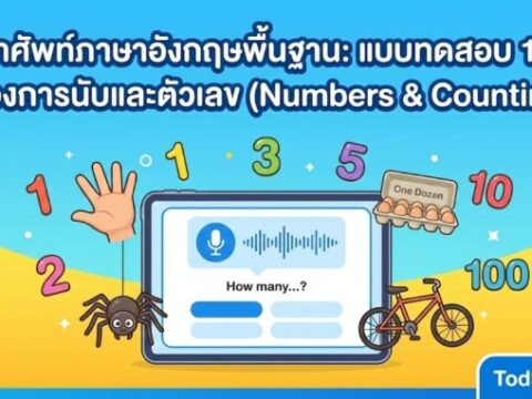 ฝึกคำศัพท์ภาษาอังกฤษพื้นฐาน: แบบทดสอบ 15 ข้อ เรื่องการนับและตัวเลข (Numbers & Counting)