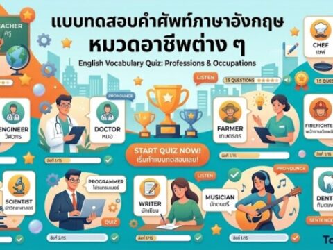 แบบทดสอบคำศัพท์ภาษาอังกฤษ หมวดอาชีพต่าง ๆ (Occupations) 15 คำ พร้อมเสียงอ่าน