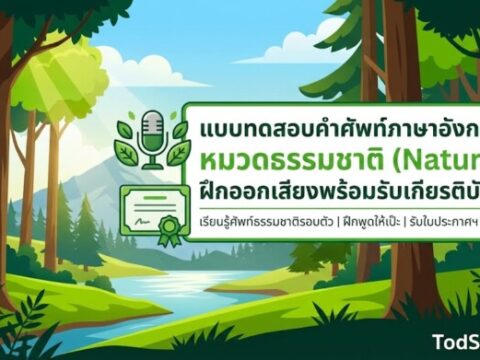 แบบทดสอบคำศัพท์ภาษาอังกฤษ หมวดธรรมชาติ (Nature) ฝึกออกเสียงพร้อมรับเกียรติบัตร