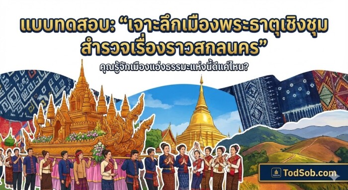 แบบทดสอบ: "เจาะลึกเมืองพระธาตุเชิงชุม สำรวจเรื่องราวสกลนคร"