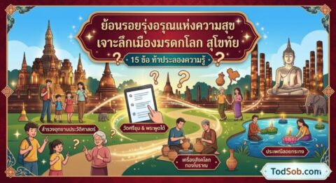 แบบทดสอบ: ย้อนรอยรุ่งอรุณแห่งความสุข เจาะลึกเมืองมรดกโลก สุโขทัย (15 ข้อ)