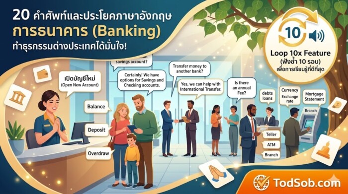 20 คำศัพท์และประโยคภาษาอังกฤษ การธนาคาร (Banking) ทำธุรกรรมต่างประเทศได้มั่นใจ!