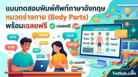 แบบทดสอบพิมพ์ศัพท์ภาษาอังกฤษ หมวดร่างกาย (Body Parts) พร้อมเฉลยฟรี