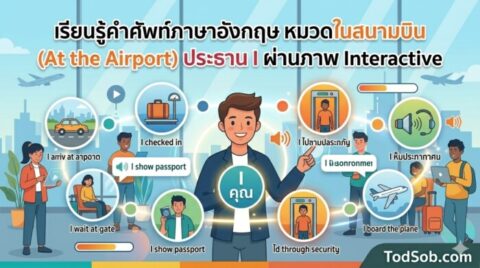 เรียนรู้คำศัพท์ภาษาอังกฤษ หมวดในสนามบิน (At the Airport) ประธาน I ผ่านภาพ Interactive
