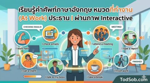 เรียนรู้คำศัพท์ภาษาอังกฤษ หมวดที่ทำงาน (At Work) ประธาน I ผ่านภาพ Interactive