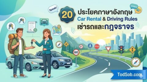 20 ประโยคภาษาอังกฤษ Car Rental & Driving Rules เช่ารถและกฎจราจร