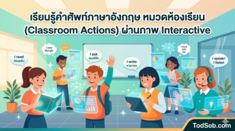 เรียนรู้คำศัพท์ภาษาอังกฤษ หมวดห้องเรียน (Classroom Actions) ผ่านภาพ Interactive