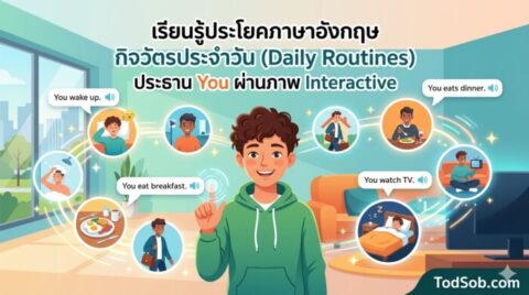 เรียนรู้ประโยคภาษาอังกฤษ กิจวัตรประจำวัน (Daily Routines) ประธาน You ผ่านภาพ Interactive