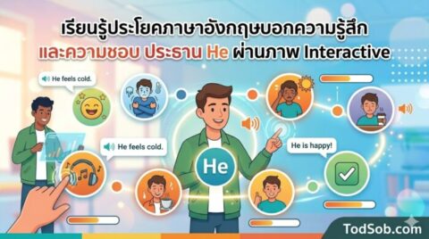 เรียนรู้ประโยคภาษาอังกฤษบอกความรู้สึกและความชอบ ประธาน He ผ่านภาพ Interactive