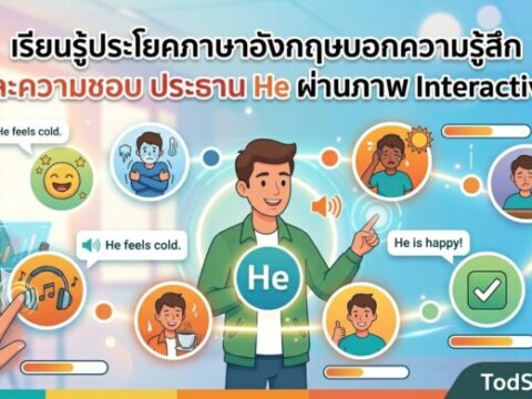 เรียนรู้ประโยคภาษาอังกฤษบอกความรู้สึกและความชอบ ประธาน He ผ่านภาพ Interactive