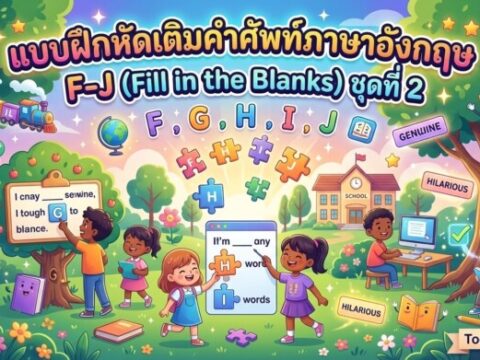 แบบฝึกหัดเติมคำศัพท์ภาษาอังกฤษ F-J (Fill in the Blanks) ชุดที่ 2