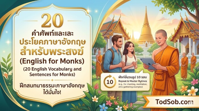 20 คำศัพท์และประโยคภาษาอังกฤษ สำหรับพระสงฆ์ (English for Monks)