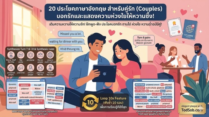 20 ประโยคภาษาอังกฤษ สำหรับคู่รัก (Couples) บอกรักและแสดงความห่วงใยให้หวานซึ้ง!