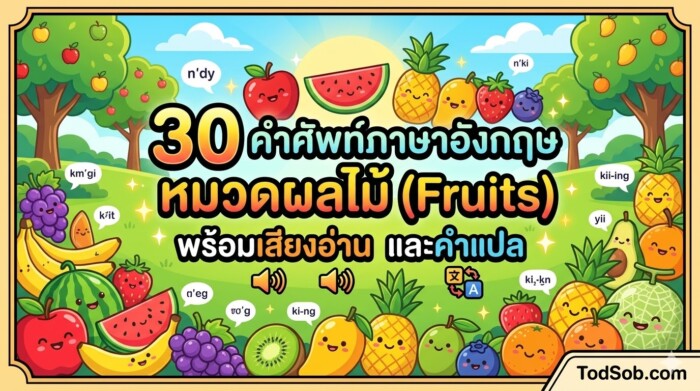30 คำศัพท์ภาษาอังกฤษ หมวดผลไม้ (Fruits) พร้อมเสียงอ่านและคำแปล