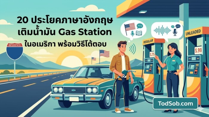 20 ประโยคภาษาอังกฤษ เติมน้ำมัน Gas Station ในอเมริกา พร้อมวิธีโต้ตอบ