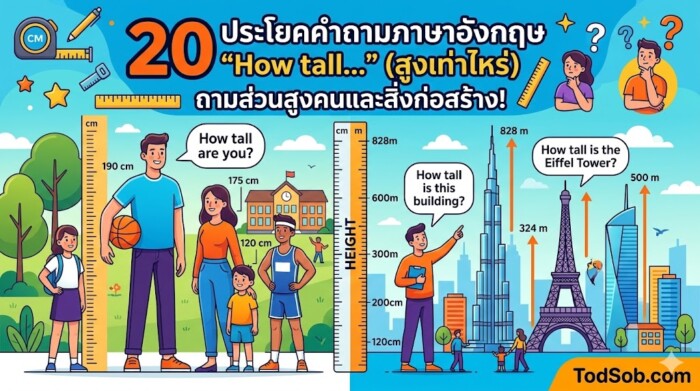20 ประโยคคำถามภาษาอังกฤษ "How tall…" (สูงเท่าไหร่) ถามส่วนสูงคนและสิ่งก่อสร้าง!