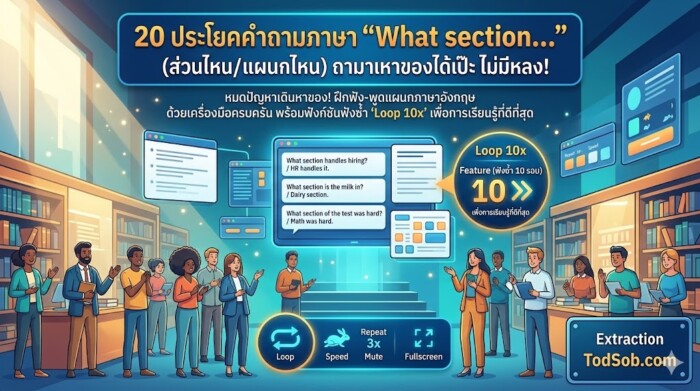 20 ประโยคคำถามภาษาอังกฤษ "What section…" (ส่วนไหน/แผนกไหน) ถามหาของได้เป๊ะ ไม่มีหลง!