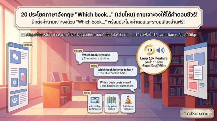 20 ประโยคคำถามภาษาอังกฤษ "Which book…" (เล่มไหน) ถามเจาะจงให้ได้คำตอบชัวร์!