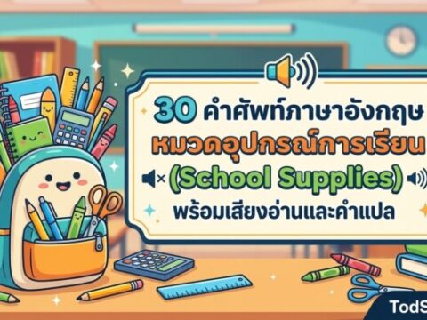 30 คำศัพท์ภาษาอังกฤษ หมวดอุปกรณ์การเรียน (School Supplies) พร้อมเสียงอ่านและคำแปล