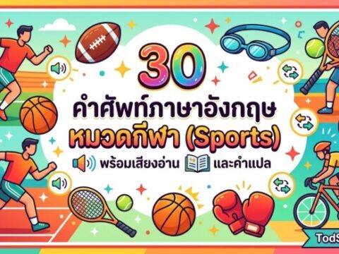 30 คำศัพท์ภาษาอังกฤษ หมวดกีฬา (Sports) พร้อมเสียงอ่านและคำแปล