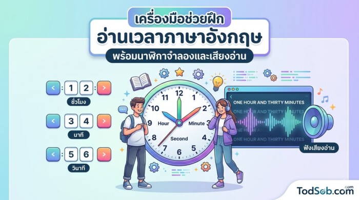 เครื่องมือช่วยฝึก อ่านเวลาภาษาอังกฤษ พร้อมนาฬิกาจำลองและเสียงอ่าน