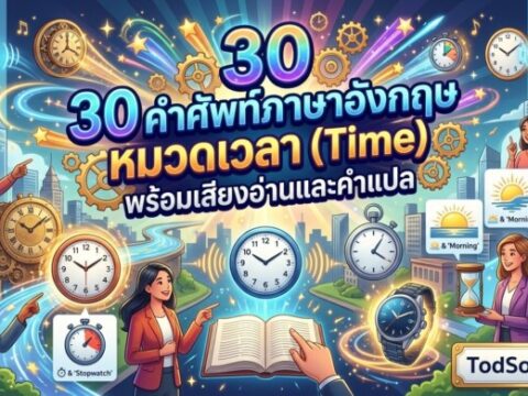 30 คำศัพท์ภาษาอังกฤษ หมวดเวลา (Time) พร้อมเสียงอ่านและคำแปล