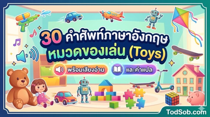 30 คำศัพท์ภาษาอังกฤษ หมวดของเล่น (Toys) พร้อมเสียงอ่านและคำแปล