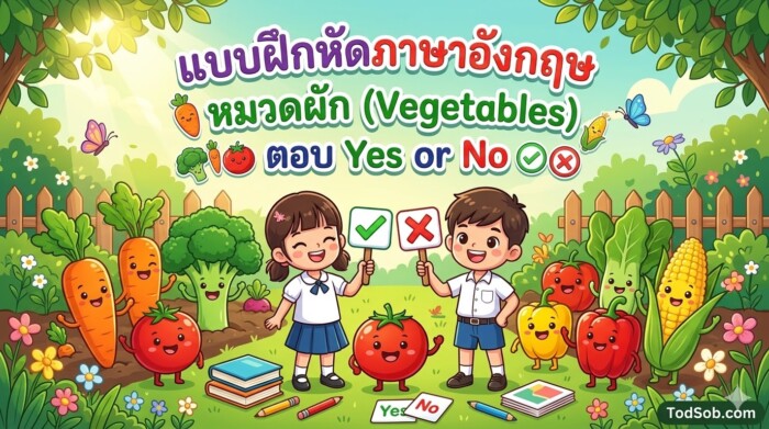 แบบฝึกหัดภาษาอังกฤษ หมวดผัก (Vegetables) ตอบ Yes or No