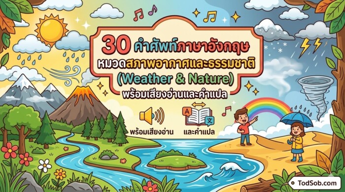 30 คำศัพท์ภาษาอังกฤษ หมวดสภาพอากาศและธรรมชาติ (Weather & Nature) พร้อมเสียงอ่านและคำแปล