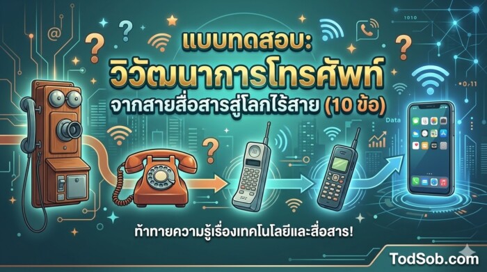แบบทดสอบ: วิวัฒนาการโทรศัพท์ จากสายสื่อสารสู่โลกไร้สาย (10 ข้อ)