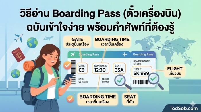 วิธีอ่าน Boarding Pass (ตั๋วเครื่องบิน) ฉบับเข้าใจง่าย พร้อมคำศัพท์ที่ต้องรู้