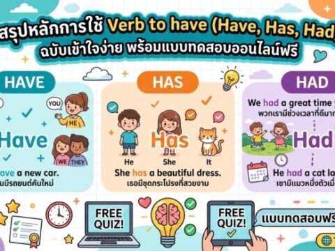 สรุปหลักการใช้ Verb to have (Have, Has, Had) ฉบับเข้าใจง่าย พร้อมแบบทดสอบออนไลน์ฟรี