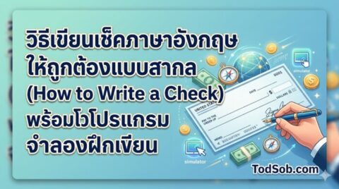 วิธีเขียนเช็คภาษาอังกฤษให้ถูกต้องแบบสากล (How to Write a Check) พร้อมโปรแกรมจำลองฝึกเขียน