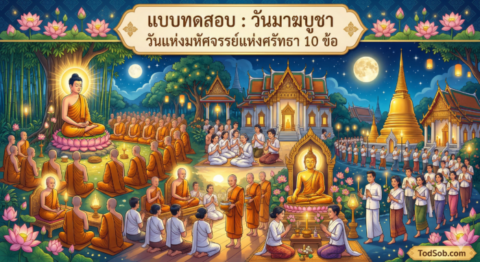 แบบทดสอบ: วันมาฆบูชา วันแห่งมหัศจรรย์แห่งศรัทธา และหัวใจพระพุทธศาสนา (10 ข้อ)