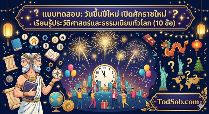 แบบทดสอบ: วันขึ้นปีใหม่ เปิดศักราชใหม่ เรียนรู้ประวัติศาสตร์และธรรมเนียมทั่วโลก (10 ข้อ)