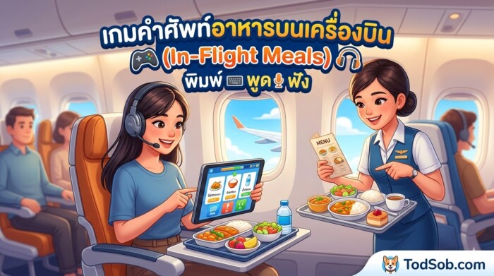 เกมคำศัพท์อาหารบนเครื่องบิน (In-Flight Meals) พิมพ์ พูด ฟัง