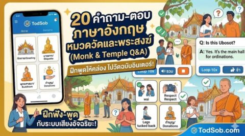 20 คำถาม-ตอบ ภาษาอังกฤษ หมวดวัดและพระสงฆ์ (Monk & Temple Q&A)