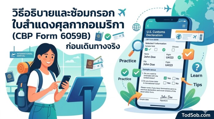 วิธีอธิบายและซ้อมกรอก ใบสำแดงศุลกากรอเมริกา (CBP Form 6059B) ก่อนเดินทางจริง