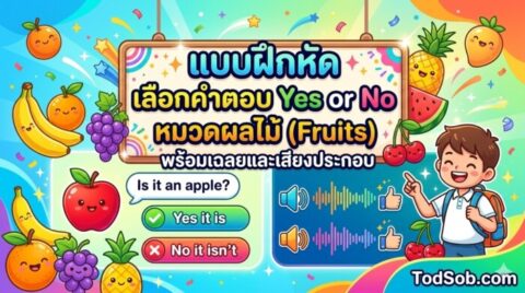 แบบฝึกหัด เลือกคำตอบ Yes or No หมวดผลไม้ (Fruits) พร้อมเฉลยและเสียงประกอบ