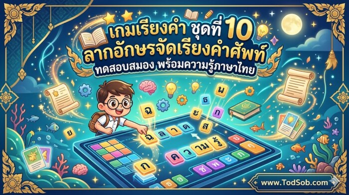 เกมเรียงคำ ชุดที่ 10: ลากอักษรจัดเรียงคำศัพท์ ทดสอบสมอง พร้อมความรู้ภาษาไทย