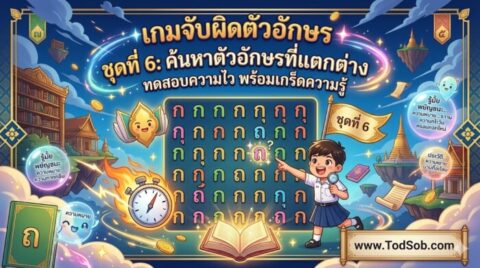 เกมจับผิดตัวอักษร ชุดที่ 6: ค้นหาตัวอักษรที่แตกต่าง ทดสอบความไว พร้อมเกร็ดความรู้