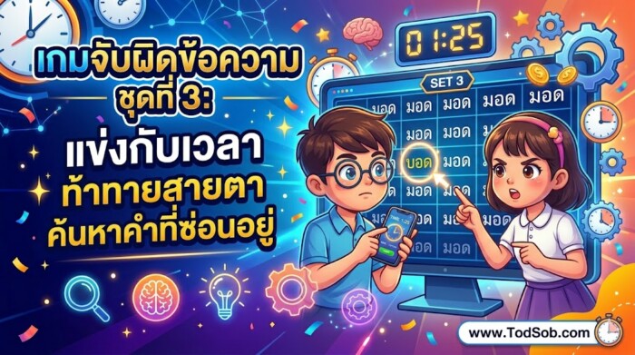 เกมจับผิดข้อความ ชุดที่ 3: แข่งกับเวลา ท้าทายสายตา ค้นหาคำที่ซ่อนอยู่