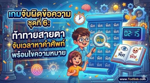 เกมจับผิดข้อความ ชุดที่ 6: ท้าทายสายตา จับเวลาหาคำศัพท์ พร้อมไขความหมาย