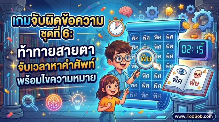 เกมจับผิดข้อความ ชุดที่ 6: ท้าทายสายตา จับเวลาหาคำศัพท์ พร้อมไขความหมาย