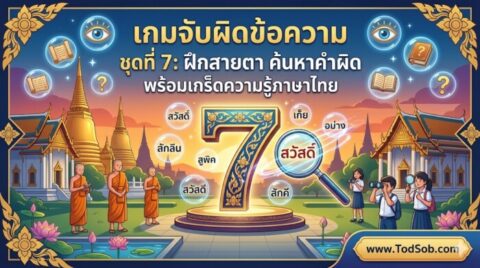 เกมจับผิดข้อความ ชุดที่ 7: ฝึกสายตา ค้นหาคำผิด พร้อมเกร็ดความรู้ภาษาไทย