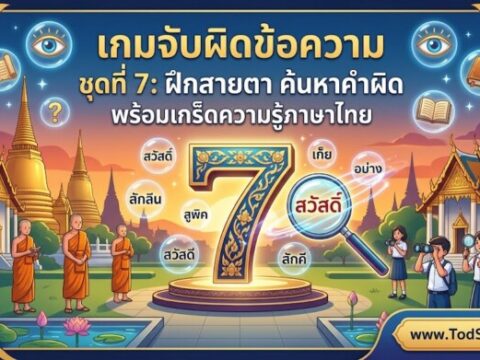 เกมจับผิดข้อความ ชุดที่ 7: ฝึกสายตา ค้นหาคำผิด พร้อมเกร็ดความรู้ภาษาไทย