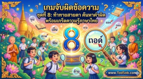 เกมจับผิดข้อความ ชุดที่ 8: ท้าทายสายตา ค้นหาคำผิด พร้อมเกร็ดความรู้ภาษาไทย