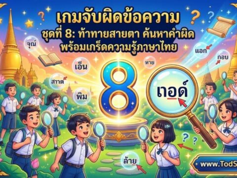 เกมจับผิดข้อความ ชุดที่ 8: ท้าทายสายตา ค้นหาคำผิด พร้อมเกร็ดความรู้ภาษาไทย